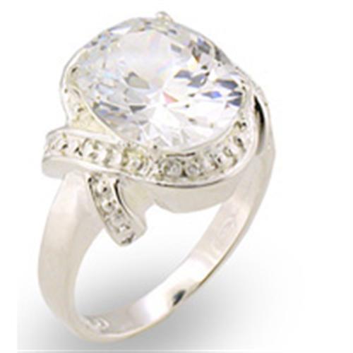30306 - High-Polished 925 Sterling Silver Ring with AAA Grade CZ  in Clear-0