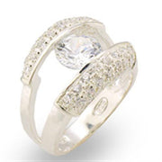 30313 - High-Polished 925 Sterling Silver Ring with AAA Grade CZ  in Clear-0