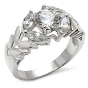 30326 - Matte Rhodium & Rhodium 925 Sterling Silver Ring with AAA Grade CZ  in Clear-0