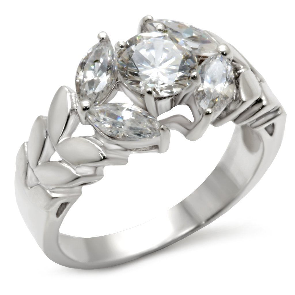 30326 - Matte Rhodium & Rhodium 925 Sterling Silver Ring with AAA Grade CZ  in Clear-0