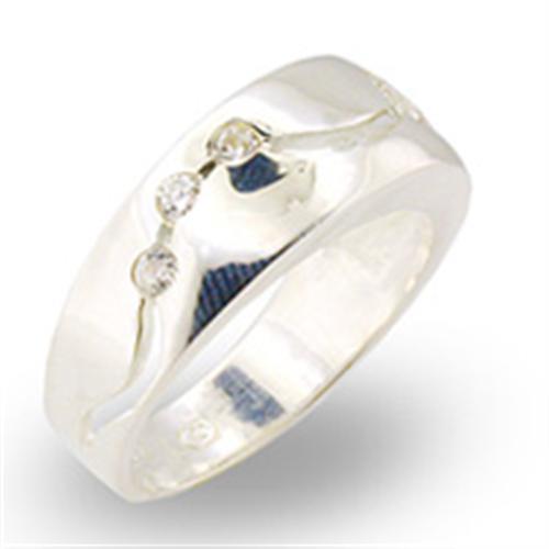 30336 - High-Polished 925 Sterling Silver Ring with AAA Grade CZ  in Clear-0