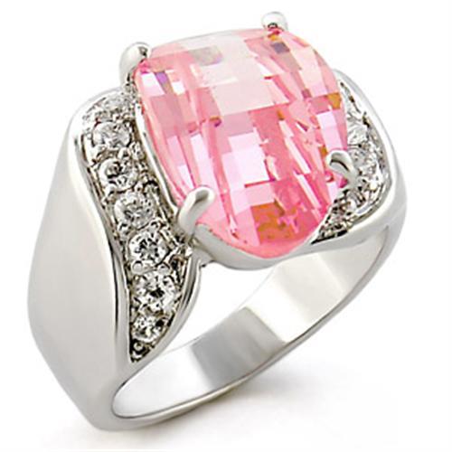 30813 - High-Polished 925 Sterling Silver Ring with AAA Grade CZ  in Rose-0