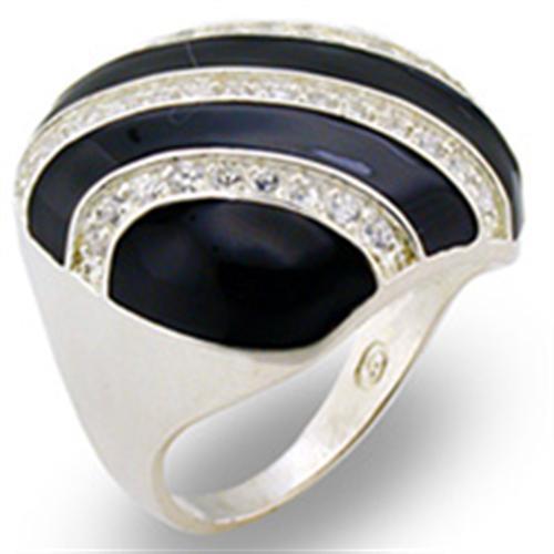 30915 - High-Polished 925 Sterling Silver Ring with AAA Grade CZ  in Clear-0