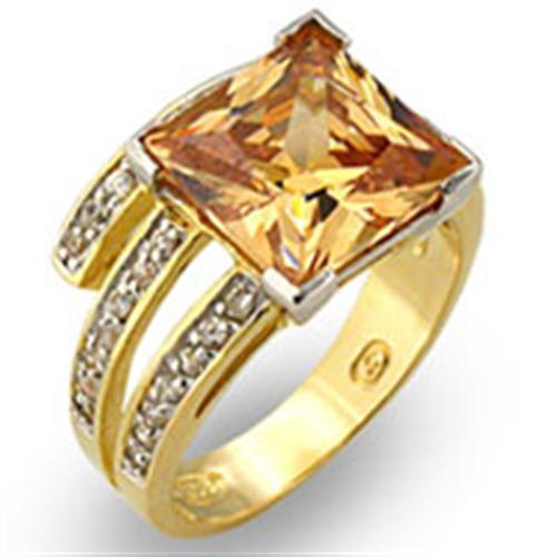 31221 - Gold+Rhodium 925 Sterling Silver Ring with AAA Grade CZ  in Champagne-0