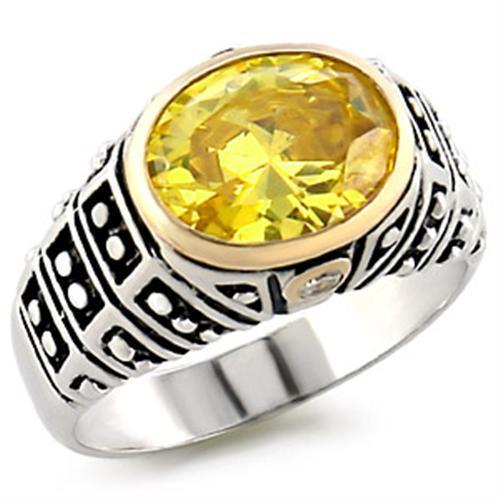 31419 - Reverse Two-Tone 925 Sterling Silver Ring with AAA Grade CZ  in Topaz-0