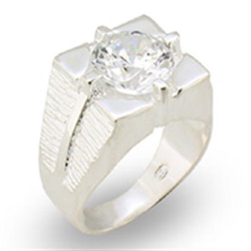 31533 - High-Polished 925 Sterling Silver Ring with AAA Grade CZ  in Clear-0