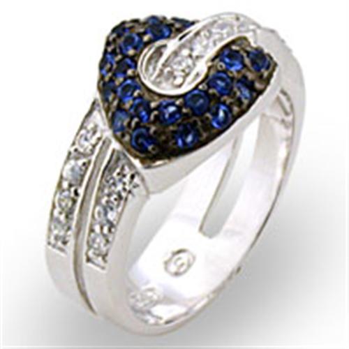 31708 - Rhodium + Ruthenium 925 Sterling Silver Ring with Synthetic Spinel in Montana-0