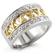31812 - Reverse Two-Tone 925 Sterling Silver Ring with AAA Grade CZ  in Clear-0