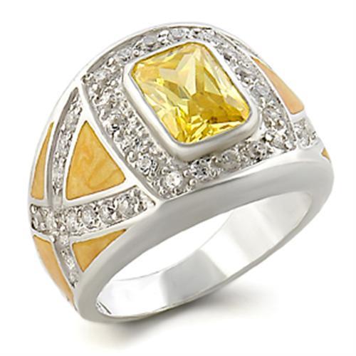 31825 - High-Polished 925 Sterling Silver Ring with AAA Grade CZ  in Citrine-0