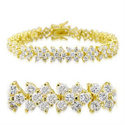 32012 - Gold Brass Bracelet with AAA Grade CZ  in Clear-0