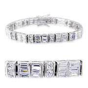 32024 - Rhodium Brass Bracelet with AAA Grade CZ  in Clear-0