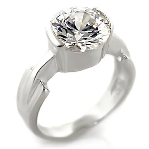 32125 - High-Polished 925 Sterling Silver Ring with AAA Grade CZ  in Clear-0