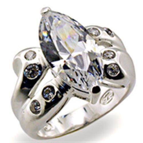 32127 - High-Polished 925 Sterling Silver Ring with AAA Grade CZ  in Clear-0