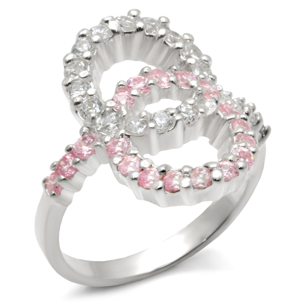 32516 - High-Polished 925 Sterling Silver Ring with AAA Grade CZ  in Rose-0