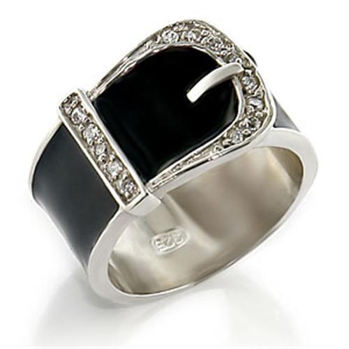 32625 - High-Polished 925 Sterling Silver Ring with Top Grade Crystal  in Clear-0