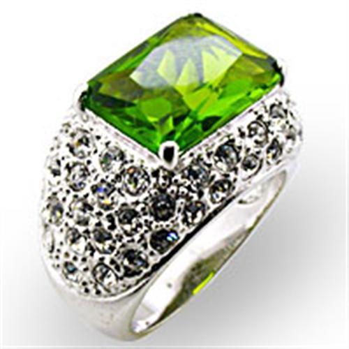 32707 - Rhodium Brass Ring with Synthetic Spinel in Peridot-0