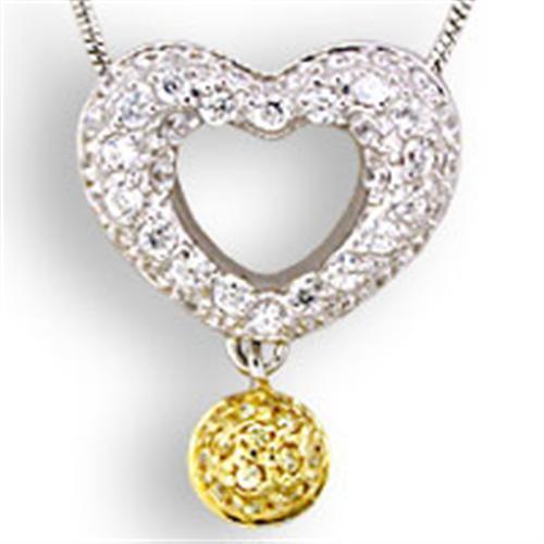 33106 - Reverse Two-Tone 925 Sterling Silver Pendant with AAA Grade CZ  in Citrine-0