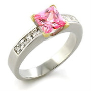 34104 - Reverse Two-Tone 925 Sterling Silver Ring with AAA Grade CZ  in Rose-0