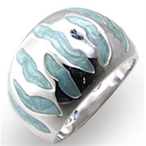 34205 - High-Polished 925 Sterling Silver Ring with Epoxy  in Sea Blue-0