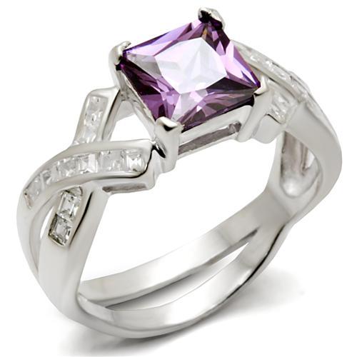 34403 - High-Polished 925 Sterling Silver Ring with AAA Grade CZ  in Amethyst-1