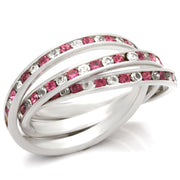 35110 - High-Polished 925 Sterling Silver Ring with Top Grade Crystal  in Rose-0