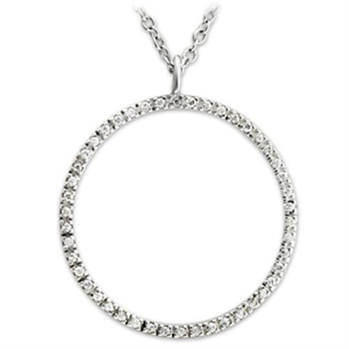 36515 - High-Polished 925 Sterling Silver Pendant with AAA Grade CZ  in Clear-0