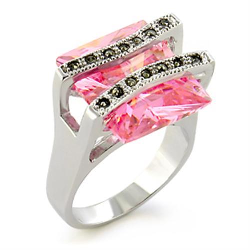 37623 - Antique Tone 925 Sterling Silver Ring with AAA Grade CZ  in Rose-0