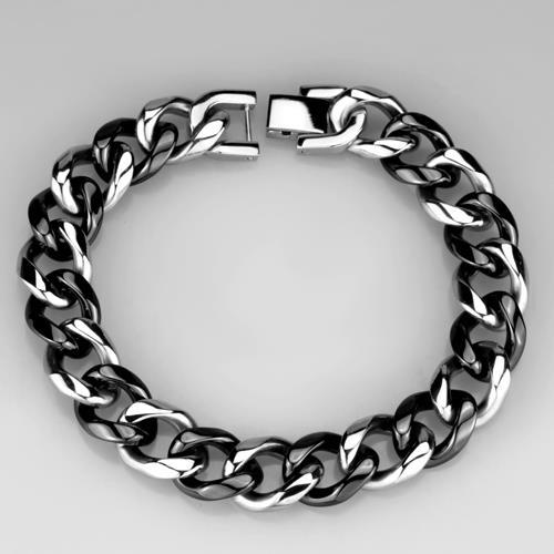 3W1000 - High polished (no plating) Stainless Steel Bracelet with Ceramic  in Jet-2