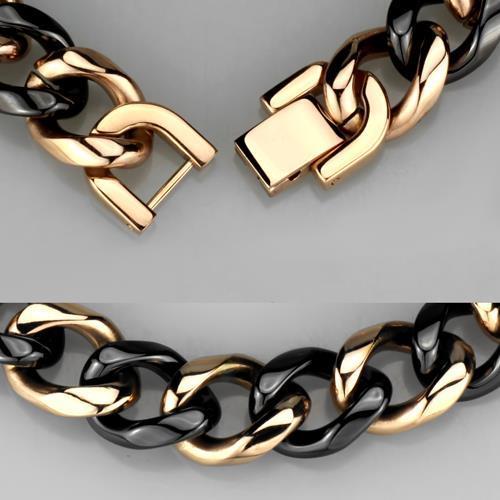 3W1002 - IP Rose Gold(Ion Plating) Stainless Steel Bracelet with Ceramic  in Jet-1