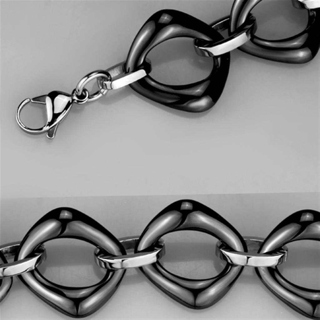 3W1013 - High polished (no plating) Stainless Steel Bracelet with Ceramic  in Jet-1