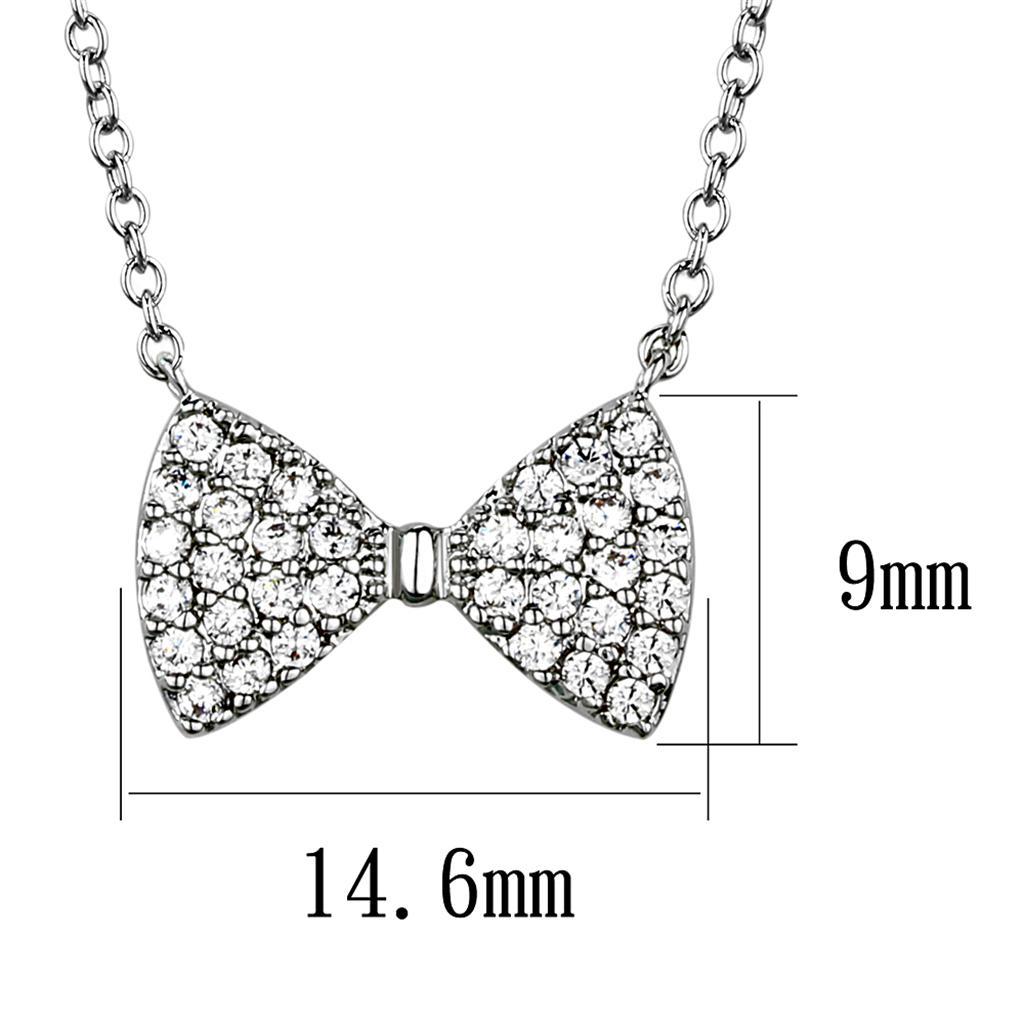 3W1021 - Rhodium Brass Chain Pendant with AAA Grade CZ  in Clear-1