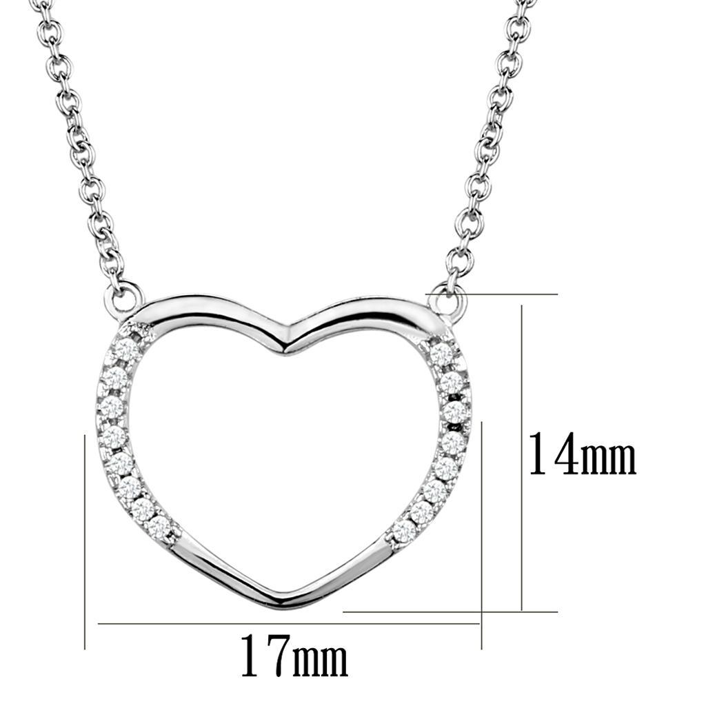 3W1023 - Rhodium Brass Chain Pendant with AAA Grade CZ  in Clear-1