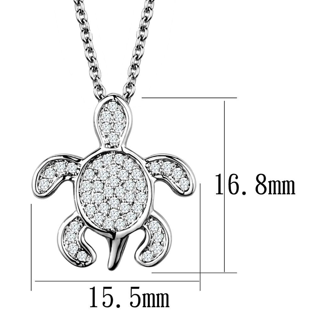 3W1025 - Rhodium Brass Chain Pendant with AAA Grade CZ  in Clear-1