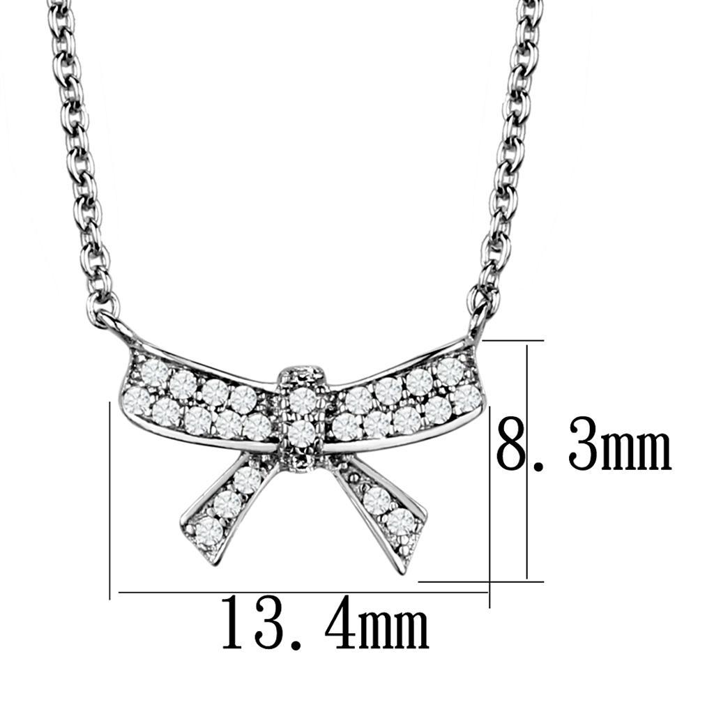 3W1028 - Rhodium Brass Chain Pendant with AAA Grade CZ  in Clear-1