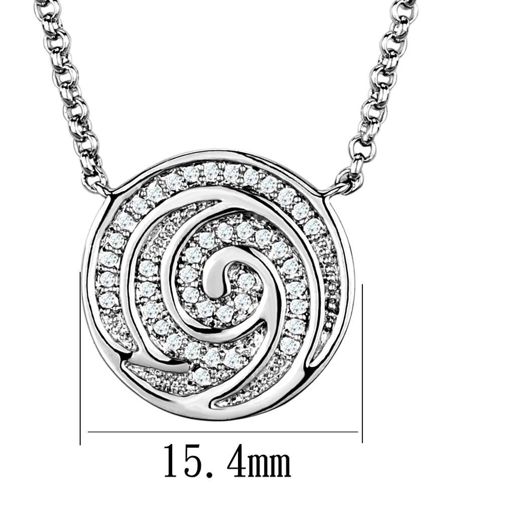 3W1029 - Rhodium Brass Chain Pendant with AAA Grade CZ  in Clear-1