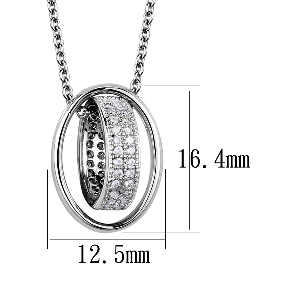 3W1032 - Rhodium Brass Chain Pendant with AAA Grade CZ  in Clear-1