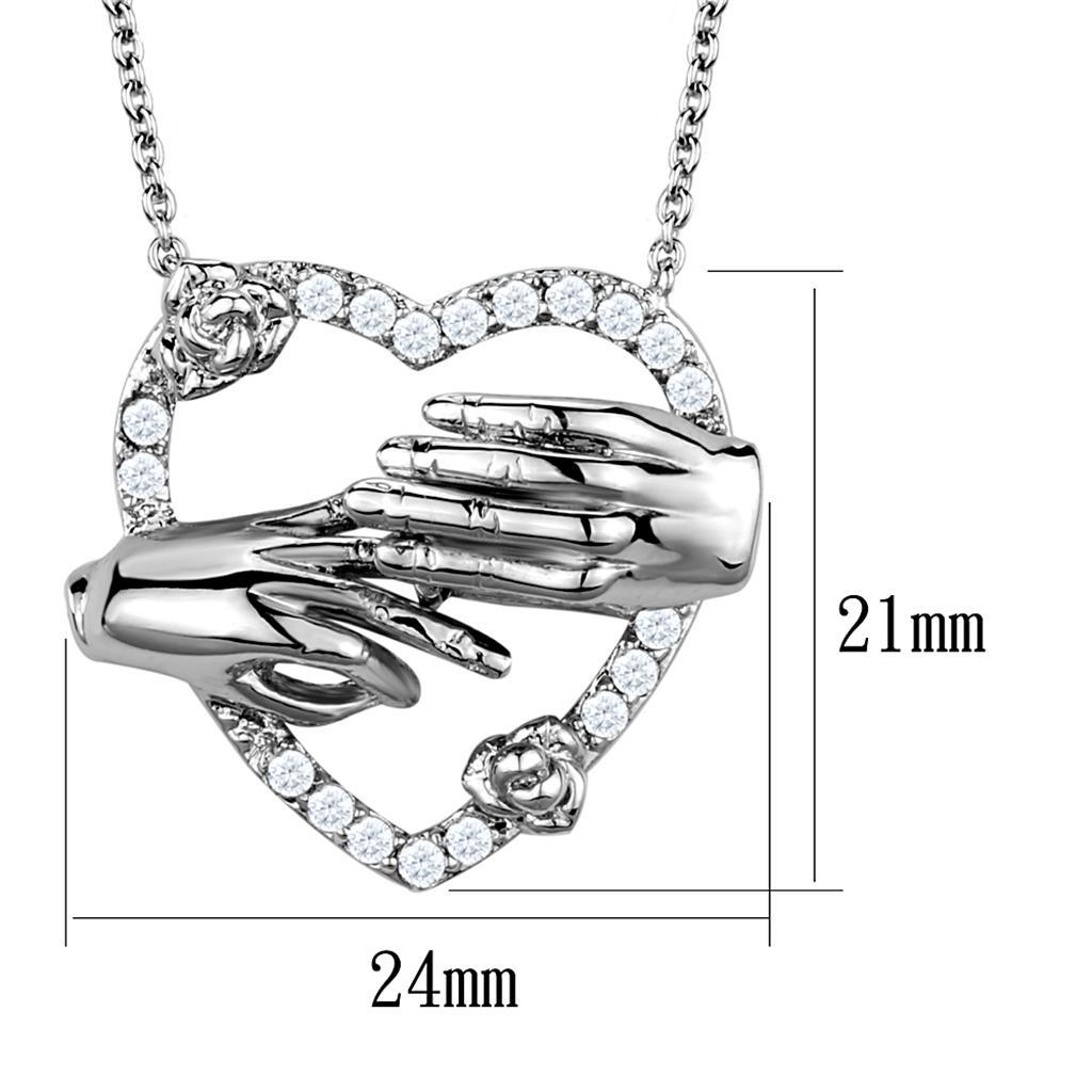 3W1034 - Rhodium Brass Chain Pendant with AAA Grade CZ  in Clear-1