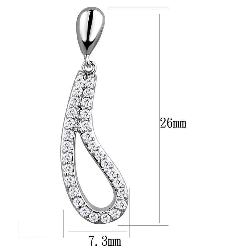 3W1044 - Rhodium Brass Earrings with AAA Grade CZ  in Clear-1
