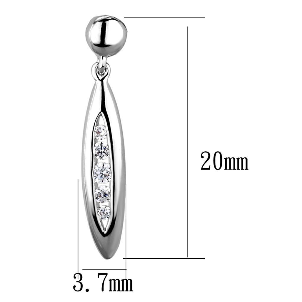 3W1046 - Rhodium Brass Earrings with AAA Grade CZ  in Clear-1