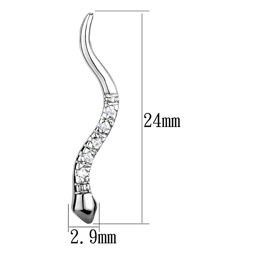3W1051 - Rhodium Brass Earrings with AAA Grade CZ  in Clear-1
