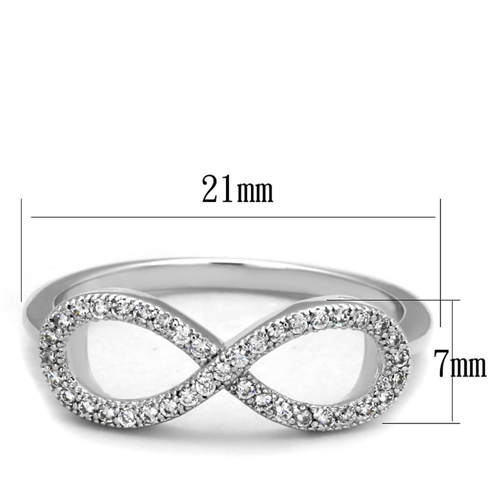 3W1068 - Rhodium Brass Ring with AAA Grade CZ  in Clear-1