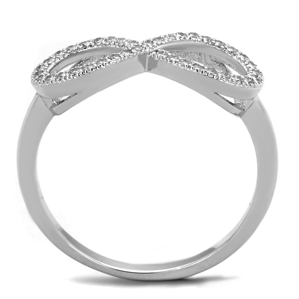 3W1068 - Rhodium Brass Ring with AAA Grade CZ  in Clear-2