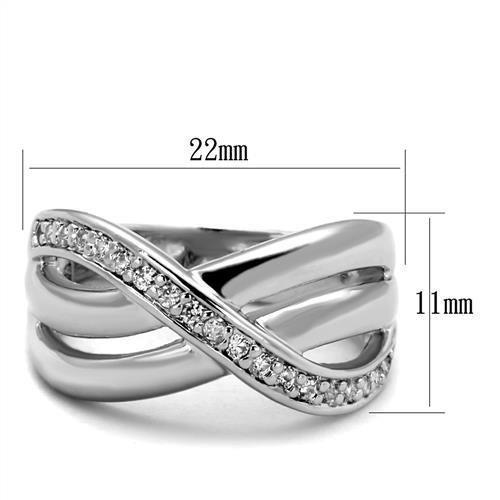 3W1071 - Rhodium Brass Ring with AAA Grade CZ  in Clear-1