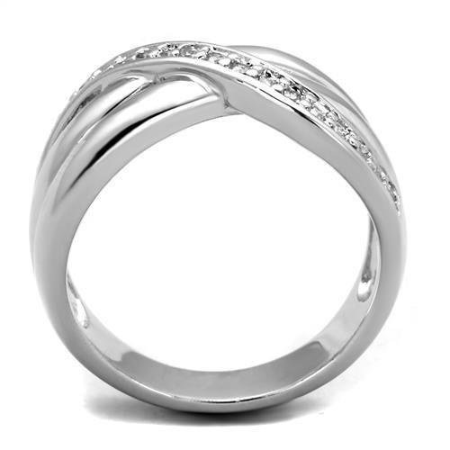 3W1071 - Rhodium Brass Ring with AAA Grade CZ  in Clear-2