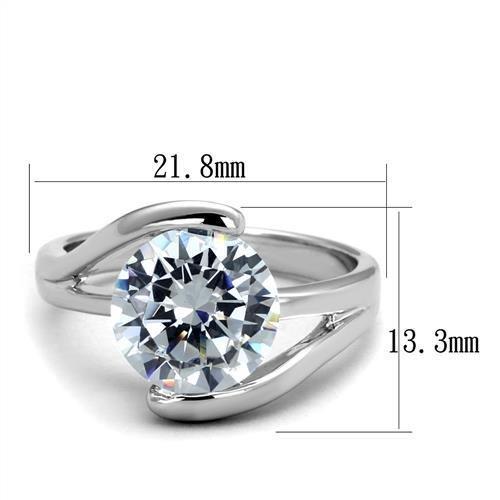 3W1072 - Rhodium Brass Ring with AAA Grade CZ  in Clear-1
