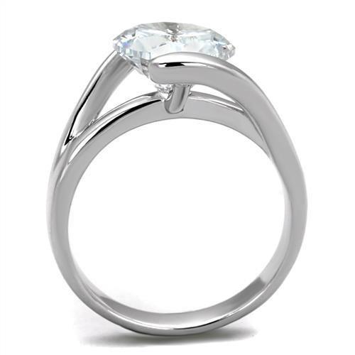 3W1072 - Rhodium Brass Ring with AAA Grade CZ  in Clear-2