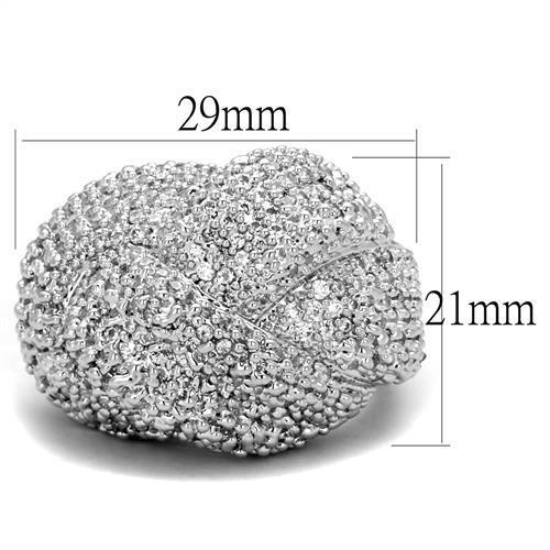 3W1078 - Rhodium Brass Ring with AAA Grade CZ  in Clear-1