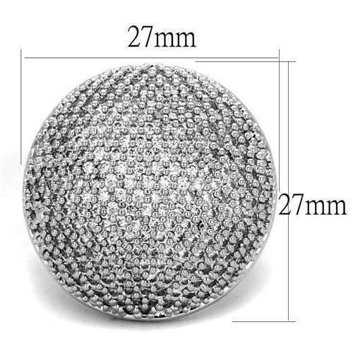 3W1079 - Rhodium Brass Ring with AAA Grade CZ  in Clear-1