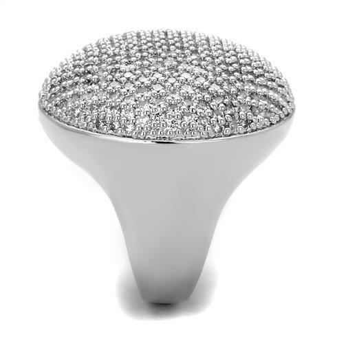 3W1079 - Rhodium Brass Ring with AAA Grade CZ  in Clear-3