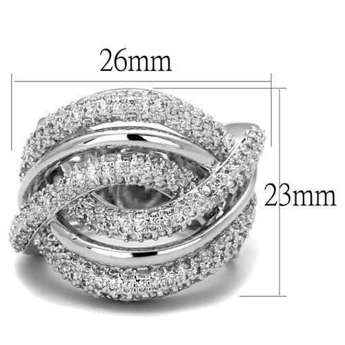 3W1081 - Rhodium Brass Ring with AAA Grade CZ  in Clear-1